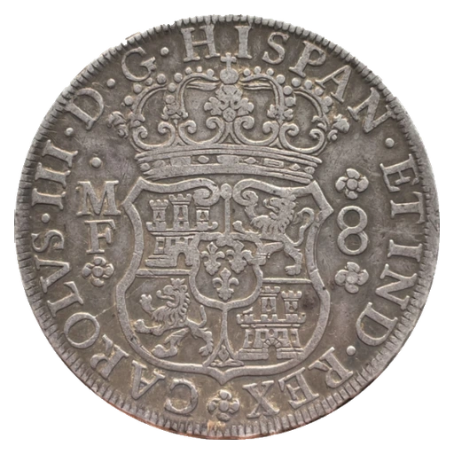 1763 New Spain pillar dollar, tails