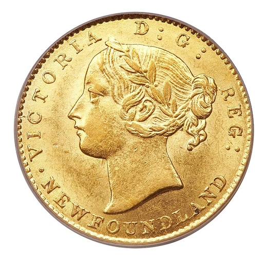 1870 Newfoundland 2 dollars, heads