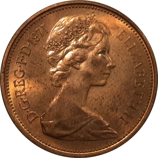 1971 British penny, heads