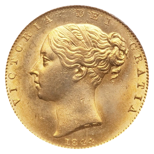 1844 Victoria sovereign, heads