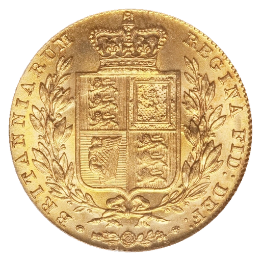 1844 Victoria sovereign, tails