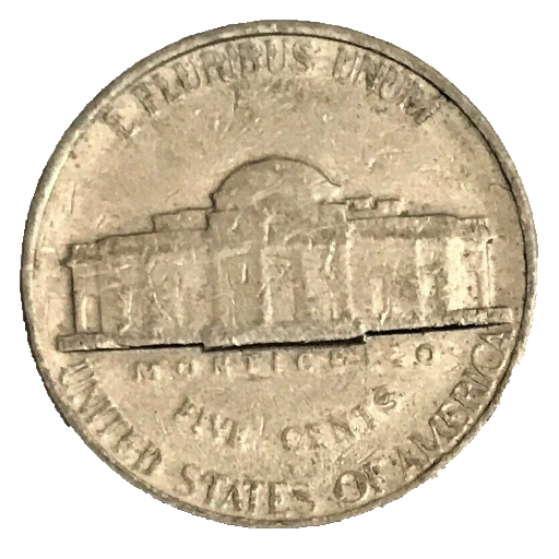 1988 Jefferson nickel, tails